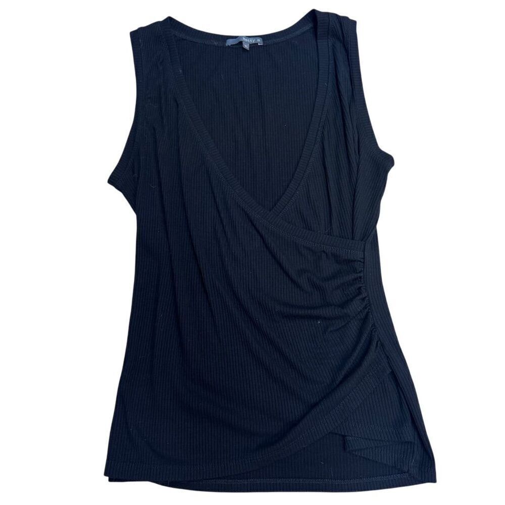 GUC Matty M Women's XL Black Rib Knit Sleeveless V-Neck Wrap Tank Top